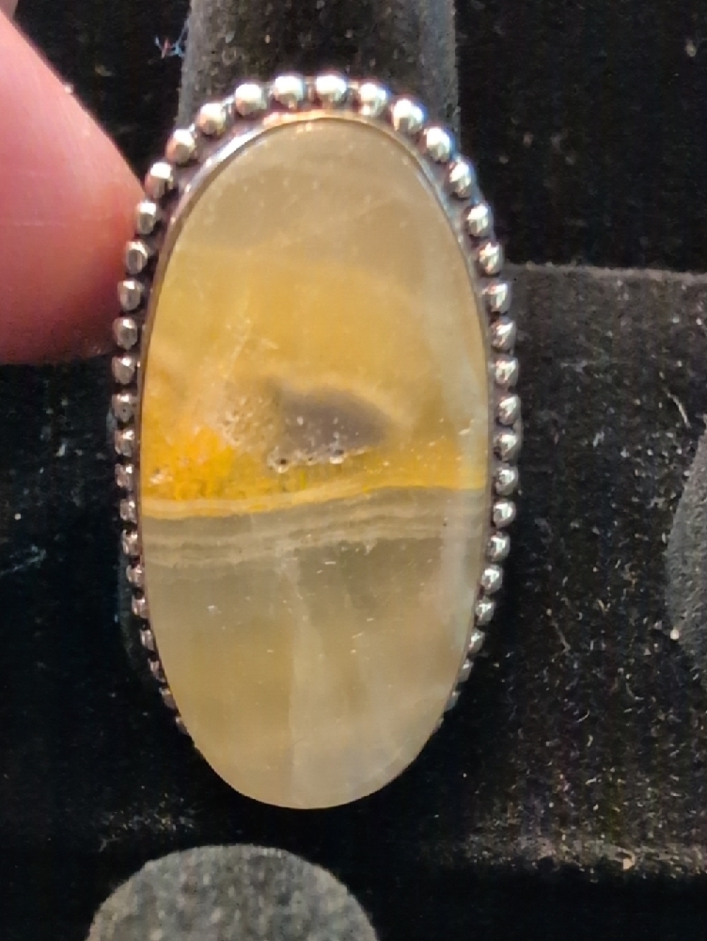 Oval Shaped Yellow Banded Agate Ring